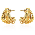 Gold Frosted Metal Multi-layer Hollow Winding Lines C-shaped Circle Earrings for Woman Jewelry Custom