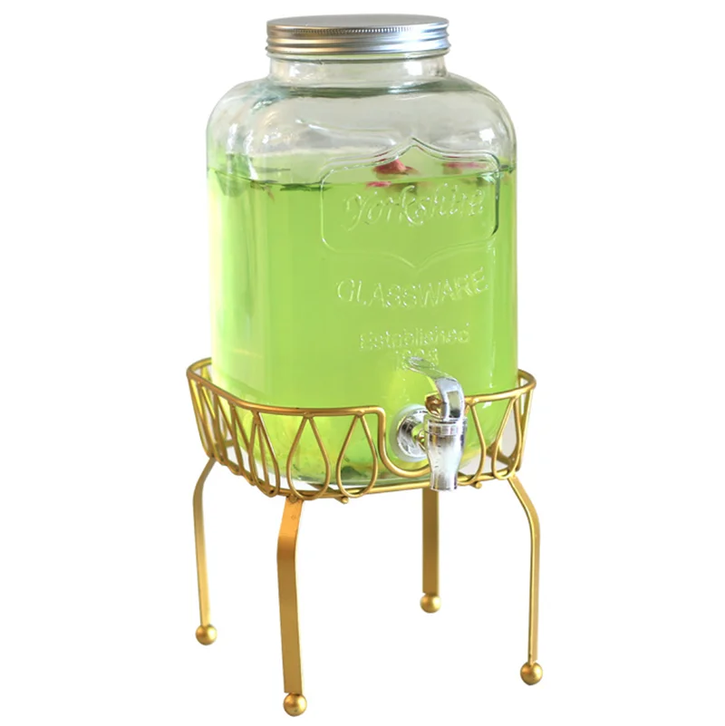 Yorkshire Glass Beverage Dispenser With Spigot and  Metal Stand