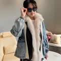 Denim Fur Coat OEM New Custom Logo Winter Style Casual Denim Jacket