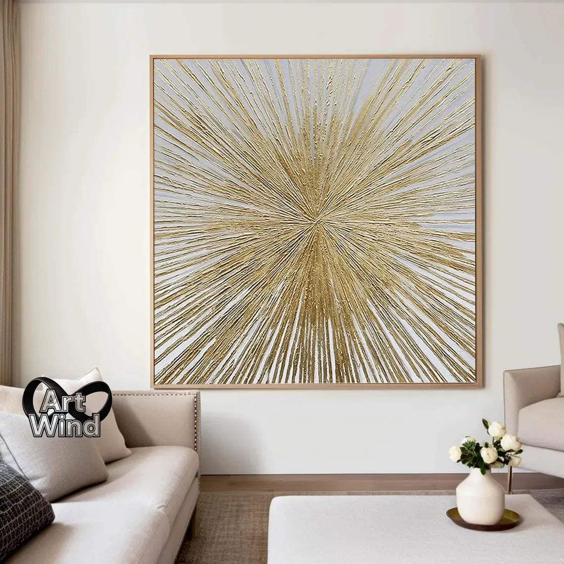 Home Decoration Contemporary Handmade Modern Wall Art Line Gold Abstract Oil Painting for Hotel