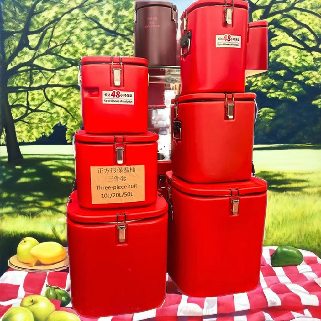 50L Modern Design Double Insulated Food Warmer Set Metal Bucket Casserole Hotpot for Party and Picnic Storage