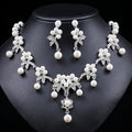 New Design Girls Choker Pearl Necklace Earring Jewelry Pearl Leaves Pendant Necklace Earring Sets for Wedding/Banquet