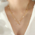 Unique Design Stainless Steel Chain Star Charms Pearl Beads Choker Necklace for Women P1365
