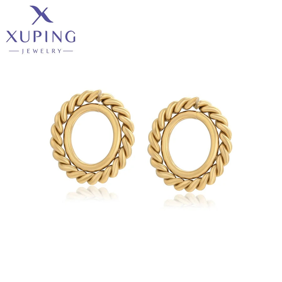 T000963023 Xuping Jewelry Fashion Middle Hollowing Circle Simple Stainless Steel Women Stud Earrings