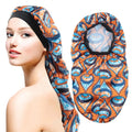 Luxury Extra Long Elastic Silky Large Shower Cap Hair Bonnets Sleeping  Cap Women  Satin  for Braids  Curly  Long  Hair