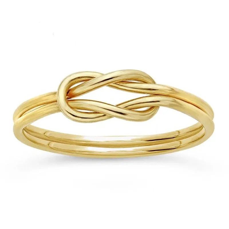 Real 14K Gold Filled Double Long Love Knot Ring Boho Minimalist Knuckle Finger Ring Accessories for Women DIY Jewelry