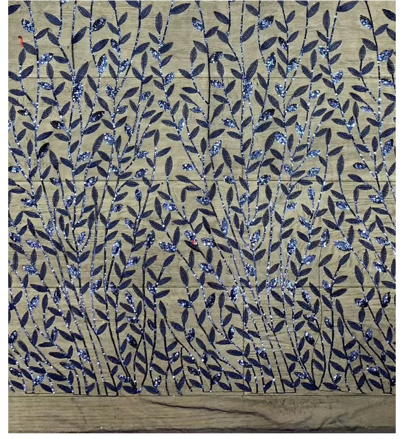 Hot Sale Tulle Sequins Wild Grass Sequin Fabric Women's Dress Stage Wear Bead Embroidery Fabric for Dress