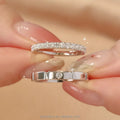Couple Moissanite Rings 925 Sterling Silver Design Creative Letters Moissanite Stone Wedding Band Ring