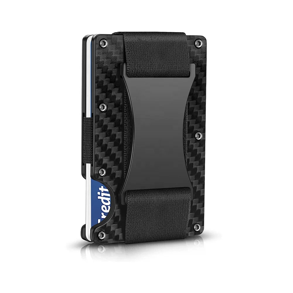 Men Wallet Slim Minimalist Card Holder Aluminum Wallet RFID Blocking Metal Carbon Fiber Credit Card Case