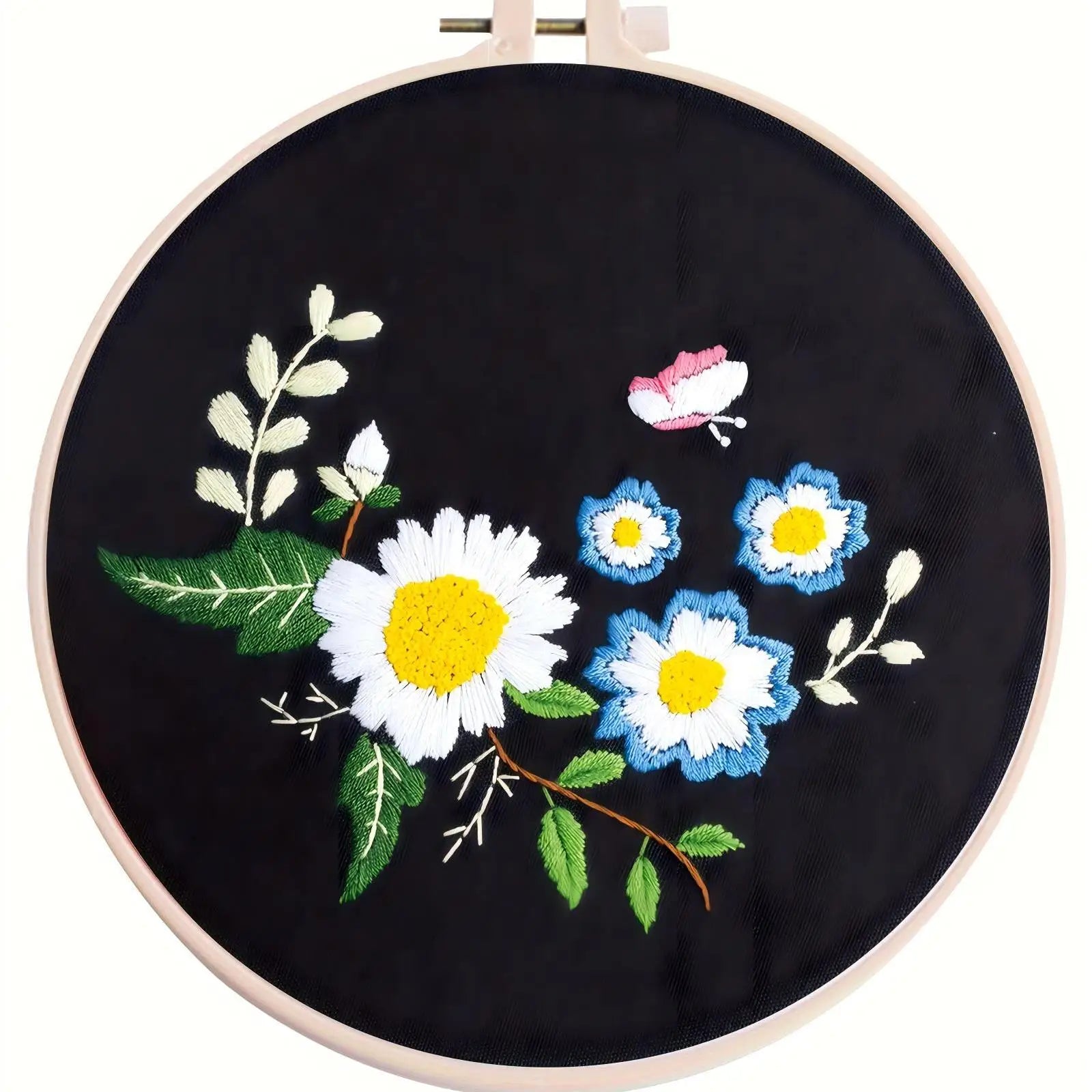 Flower and Butterfly Diy Custom Embroidery Kit Embroidery Kits for Beginners Adults Cross Stitch Home Living Room Art Decor