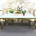 Modern Design Restaurant Stainless Steel Frame White Glass Table Top with Good Quality Wedding Table for Event Dinning