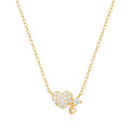 Fashion Jewelry Necklaces 925 Sterling Silver Necklace Heart Full Diamond Two Hearts Gold Plated Necklace Jewelry for Women