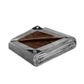 Heavy Duty Waterproof 24x36 Feet 10Mil Multipurpose Poly Tarp Cover with Metal Grommets and Reinforced Edges Silver/Brown Tarp