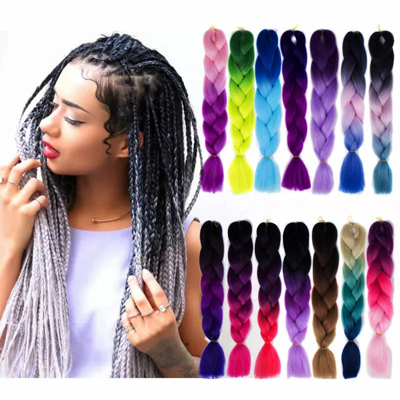 Wholesale African Gradient Color Hip Pop Style Dreadlocks Long Jumbo Braid Hair Wigs Synthetic Braiding Hair Wigs