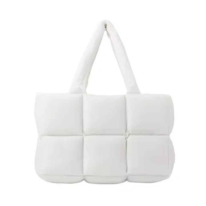 Large extra Portable Shoulder Puffer Bag Tote Soft Padded Down Handbag Quilted Lightweight Cotton Puffer Bag