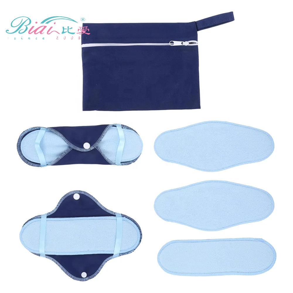 8pcs/set Polar Fleece Washable Sanitary Napkin Set Kits Reusable Nursing Day Night Maternity Sanitary Pad Physiological Period