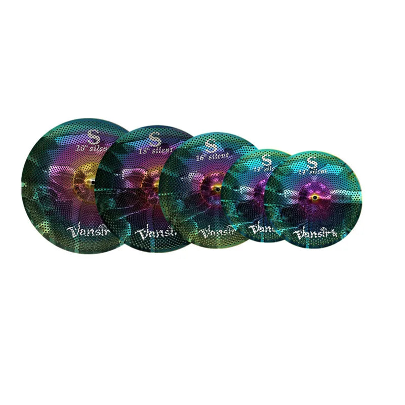 Vansir Rainbow Colorful Alloy Low Volume Cymbals for Practice 4-Piece Set 14" 16" High Grade Quality Professional Performance