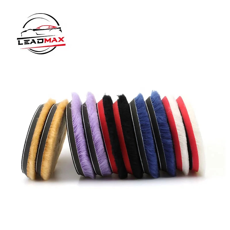 LEADMAX OEM Supported Car Wash Polishing Wool Pad 5\" 6\" 150mm round Fiber Sponge Foam Rayon Buffing Pads