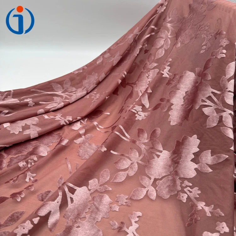 Wholesale Eco-Friendly  Floral Brocade Burnout Design Jacquard Knitted Velvet Fabric for Skirts and Clothing