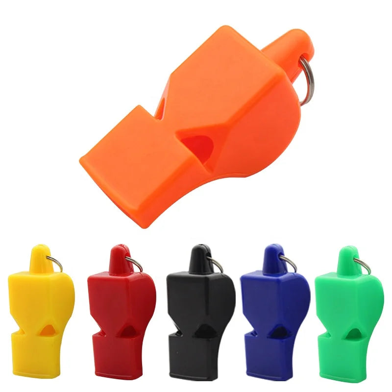 Multiple Colors Referee Whistle Wholesale Custom Logo Plastic Whistle Football Basketball Sports Whistle with Lanyard