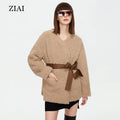 Whosale Winter Real Fur Fleece Fuzzy Faux Warm Shearling Jacket Belt Teddy Coat With Pocket New Fashion