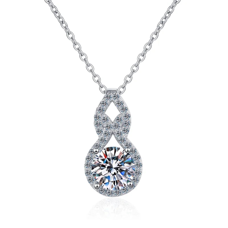Trendy Luxury 925 Sterling Silver Moissanite Pendant Gourd Shape PT950 Gold Plated Ladies Engagement Diamond Necklace