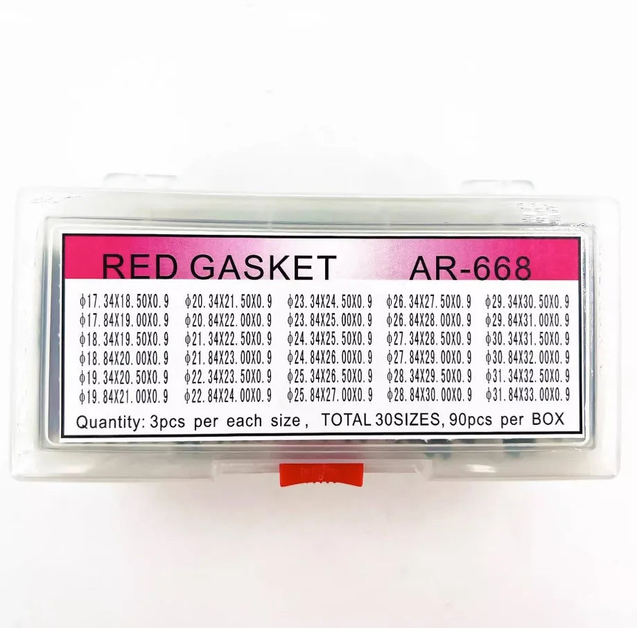 Watch Accessories 78PCS&98PCS Red Waterproof Ring Watch Back Cover Watch Sealing Ring 0.9 Thick