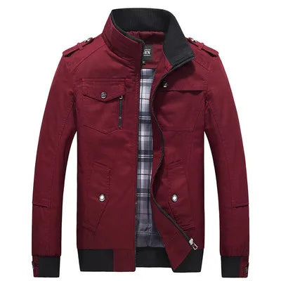 Pure Cotton Outdoor Casual Thin Stand Collar Long Sleeve Zipper Men's Jackets