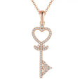 YH JEWELLERY Factory 925 Sterling Silver Chain Womens Cz Love Heart Key Necklace for Wedding Valentine Gift