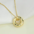 Trendy Jewelry Gold Rhinestone Zircon Circle Pendant Necklace Stainless Steel Women Chain Necklace