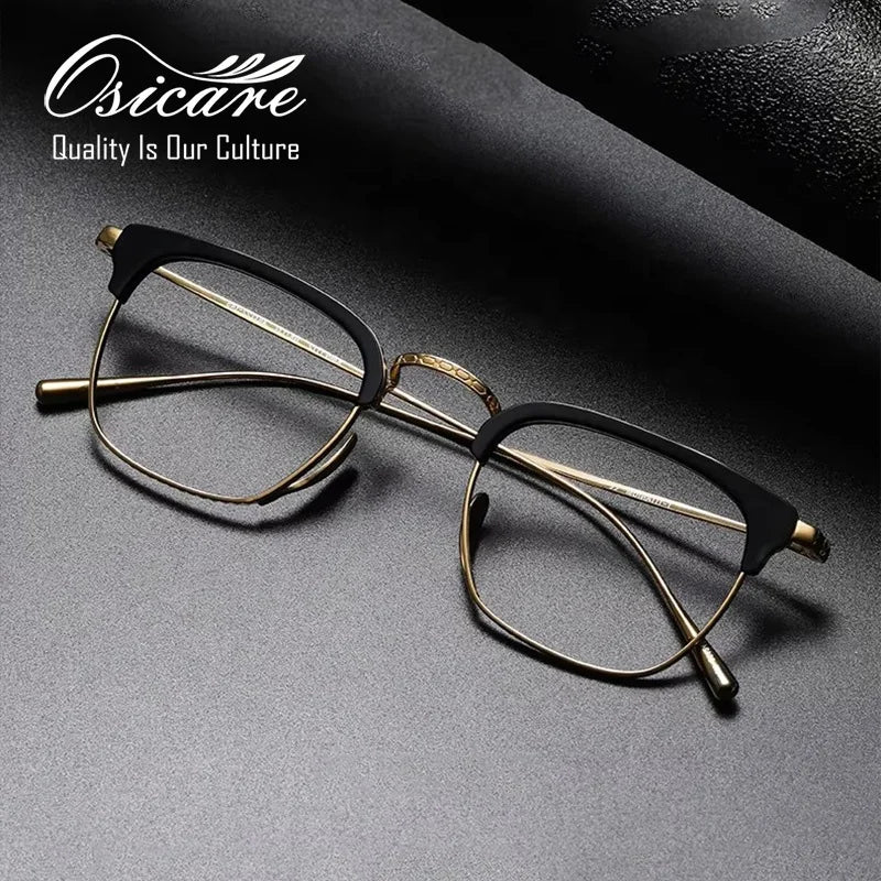 High End Quality Classic Large Glasses Eyewear Kmn Eye Lens Spectacles Eyeglasses Vintage Style Titanium Polygon Frames for Men