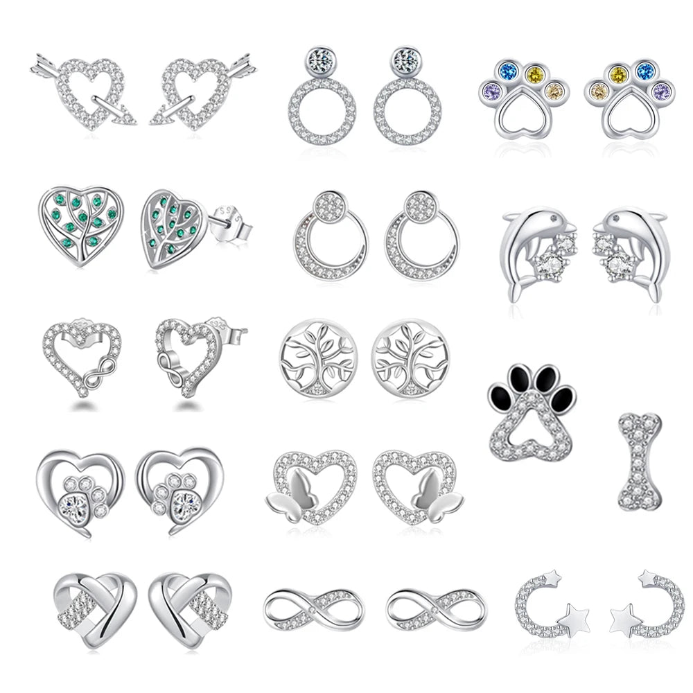 High Jewelry S925 Sterling Silver Earrings for Women Simple Heart-shaped butterfly Earrings