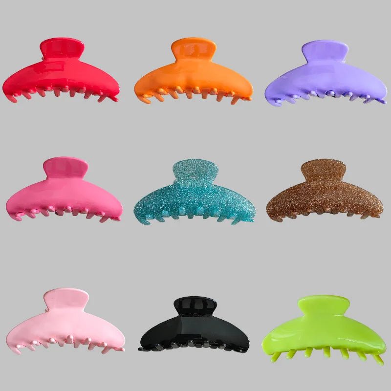 European Trendy Neon Hair Grab Clip Temperament Female Hair Claw Solid Color Acetate Shark Hair Clip