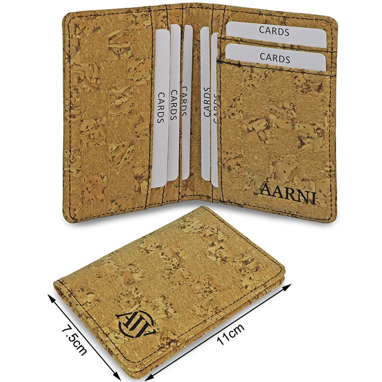 Personalized Custom Printing Eco Friendly Vegan Soft Slim Mens Wallet Cork Card Holder