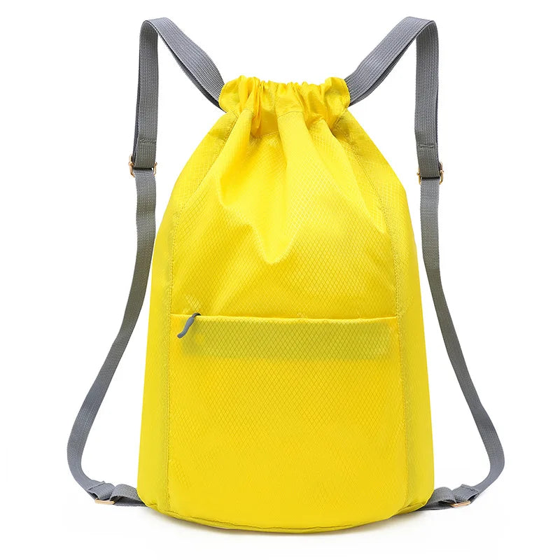 Hot Sale Custom Logo Zipper Pocket Christmas  Sports Gym Gift Drawstring Bags