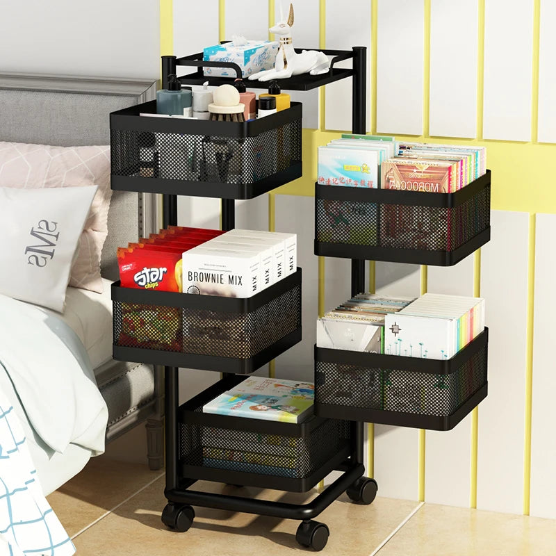 5 Tier Square Trolley Carbon Steel Storage Holders Racks Kitchen Storage Organizer
