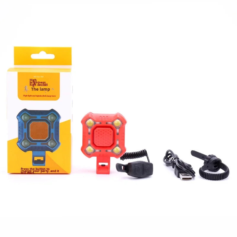 Mountain Bike Headlight Horn Bell Taillight USB Charging High Decibel 5 Sound Modes Cycling Equipment Accessories