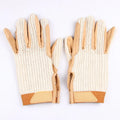 Leather Palm Full Finger Equestrian Gloves Breathable Knitted Back Winter Horse Riding Adjustable Wrist Anti-Slip Unisex