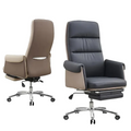 Luxury Ergonomic Reclining Italian Leather Executive Office Chair with Footrest