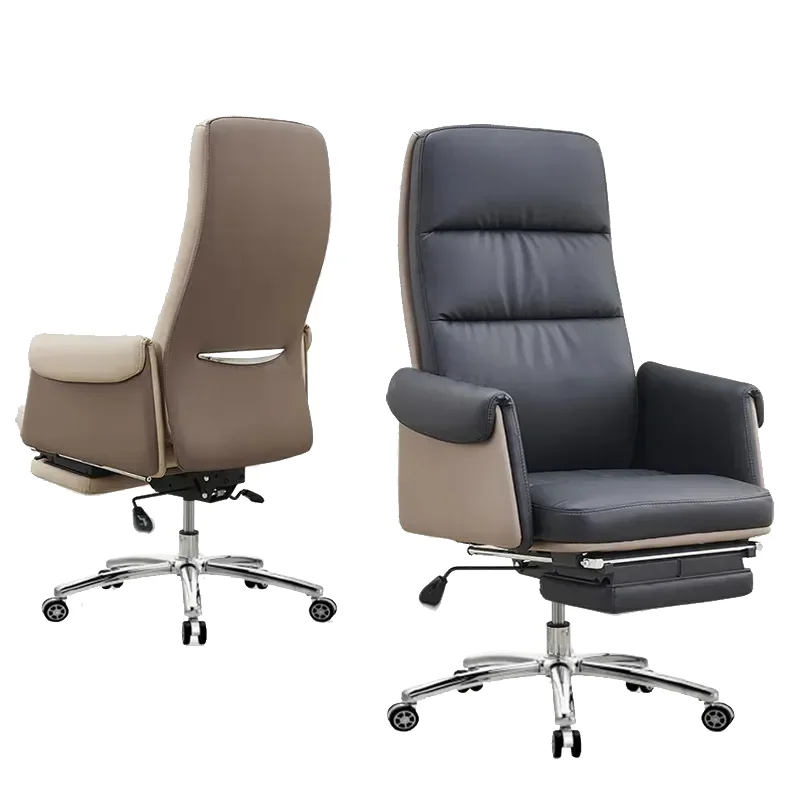 Luxury Ergonomic Reclining Italian Leather Executive Office Chair with Footrest