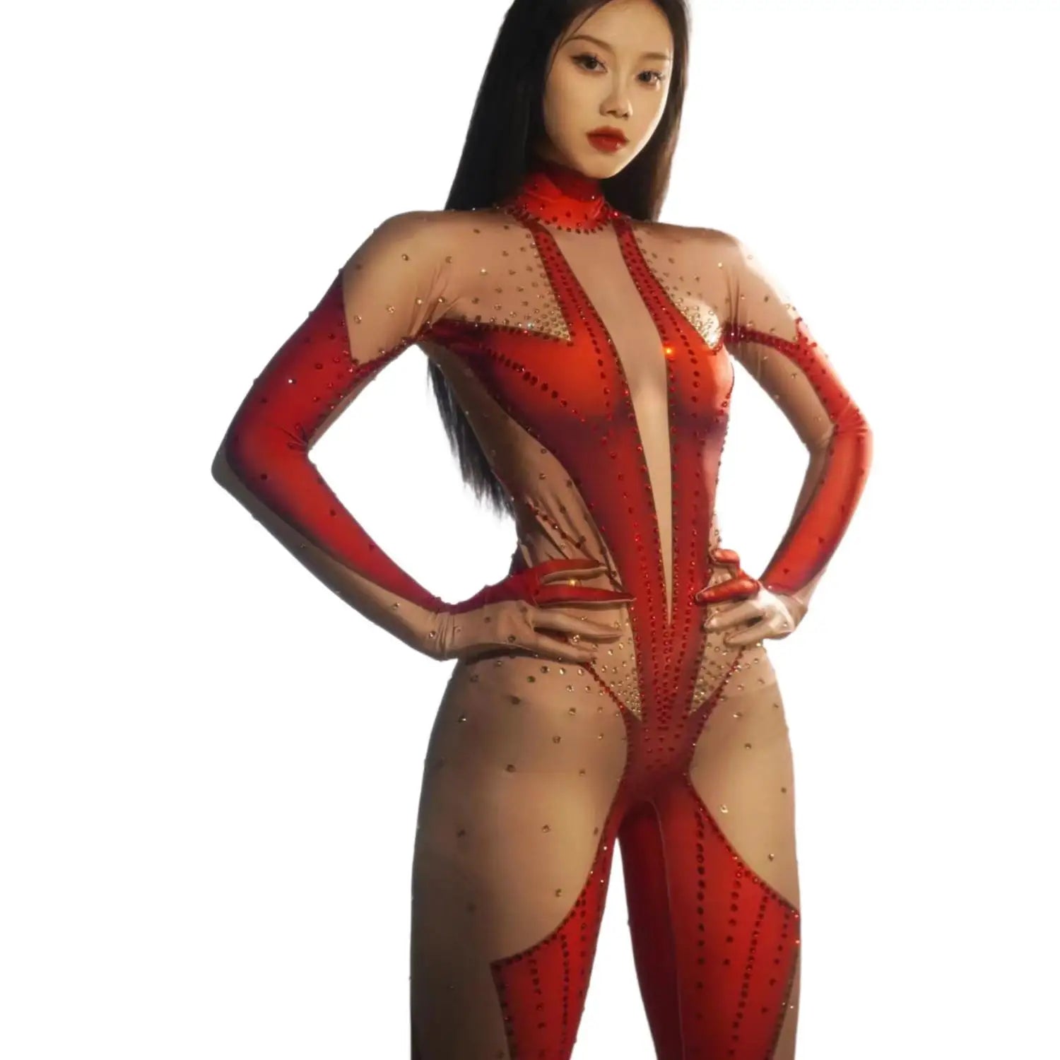 Sexy Photoshoot Crystal Pole Dancer Outfits Female Rompers Stretch Leotard One Piece Bodysuit Women Club Rhinestone Jumpsuits