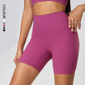 SHINBENE 6" Women Ribbed No Camel Toe Sport Shorts Booty High Waist Workout Yoga Biker Shorts