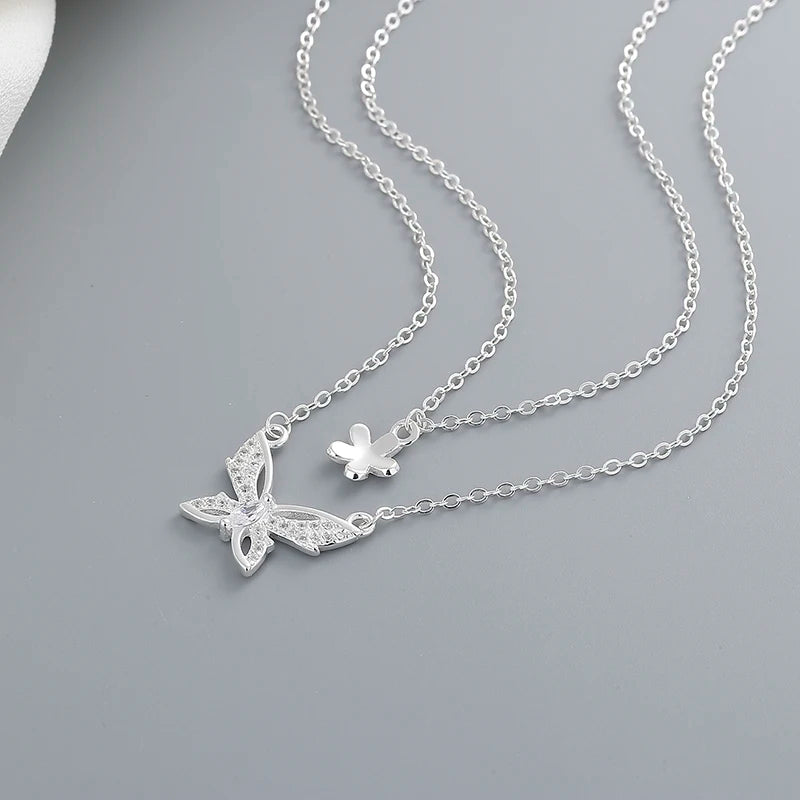 Vintage Style 925 Sterling Silver Necklace Zircon Chained Jewelry Wedding Anniversary Silver Plated Gift Pendant