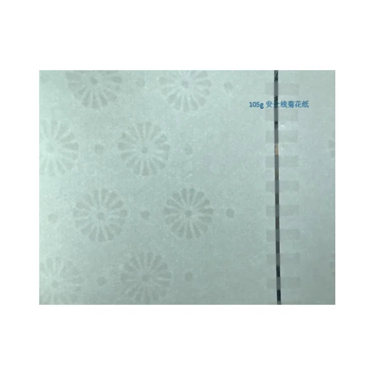 105g Security Paper With Security Line Hologram Thread Back Watermark Paper Custom Design for Anti-counterfeiting Document