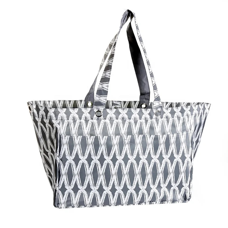 Customized Large Capacity 210D Polyester Tote Bag with One Pockets Shopping Bag Foldable Travel Tote Bags for Promotional Eco