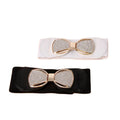 Women Wide Elastic Belts Stretchy Waist Belts Vintage Cinch Nylon Waistbands With Bow Buckle for Daily Dress Coat Collocation