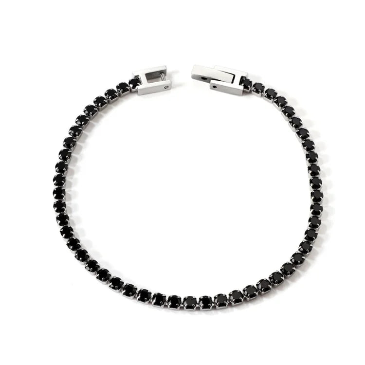 High End Jewelry Bracelet Stainless Steel square Black Zircon Tennis Chain Bracelets