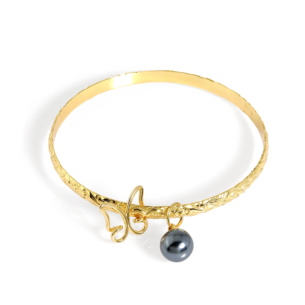 Hawaiian Jewelry Wholesale 14k Gold Plated Copper butterfly Turtle Flower Kitty Charms Shell Pearl Bangles Jewelry Women