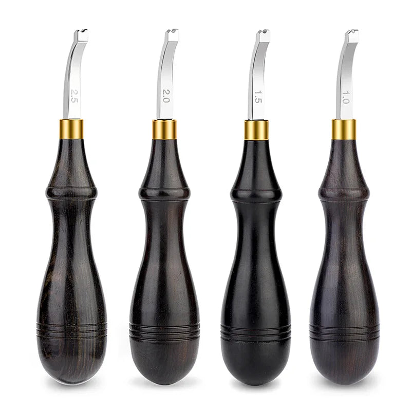Popular Ebony Handle Arch Crimper 1-2.5mm Leather Handmade Craft Trimming Tool 4 Sizes Elbow Edge Creaser for Leather Sewing