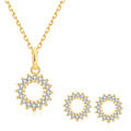 New Fashion Bridal Zircon Necklace Earrings Jewelry Set Sterling Silver 925 Gold Plated for Women Wedding Party Gift